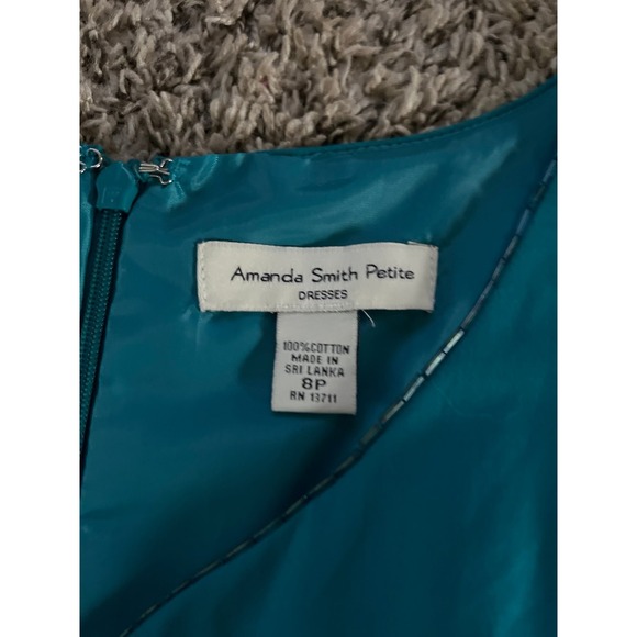Amanda Smith Petite‎ Teal A line dress size 8 petite - Picture 5 of 9